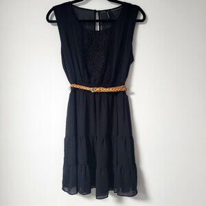 HeartSoul Black Sheer Boho Dress Lace Bodice Detail